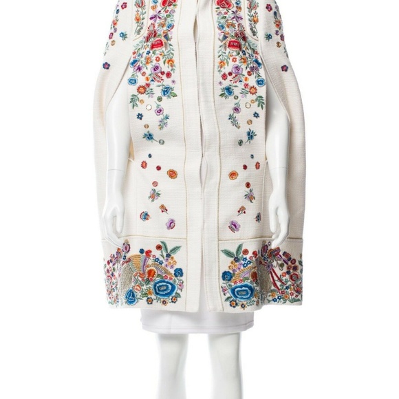 Roberto Cavalli Floral Embroidered Tweed Cape - Picture 2 of 5